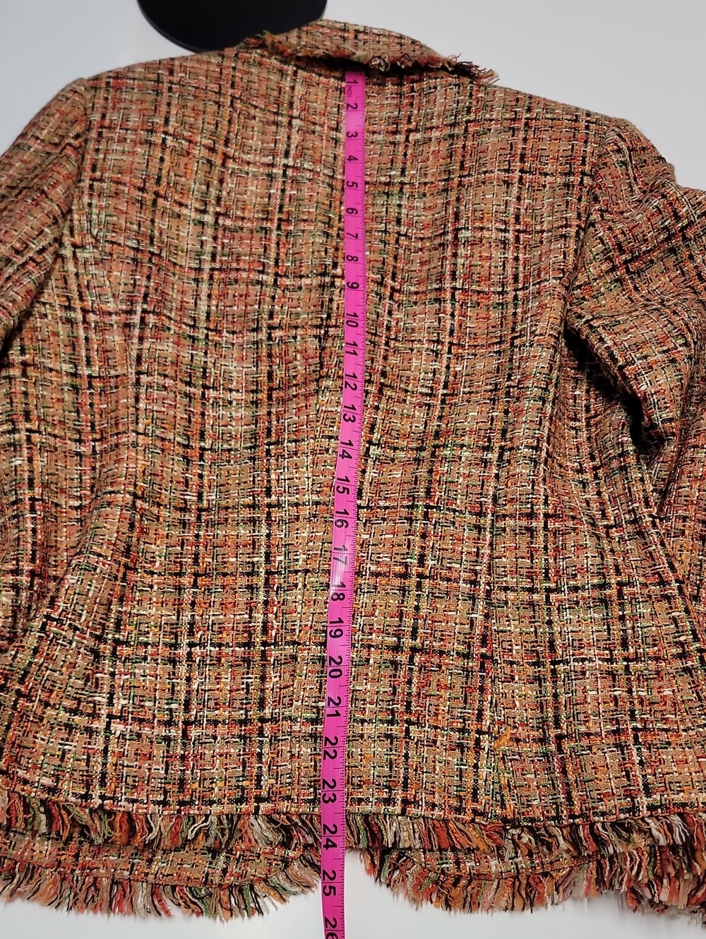 Focus 2000 Autumnal Tones Tweed Fringe Blazer 2-Button W/Pockets Sz 10 - Picture 14 of 16